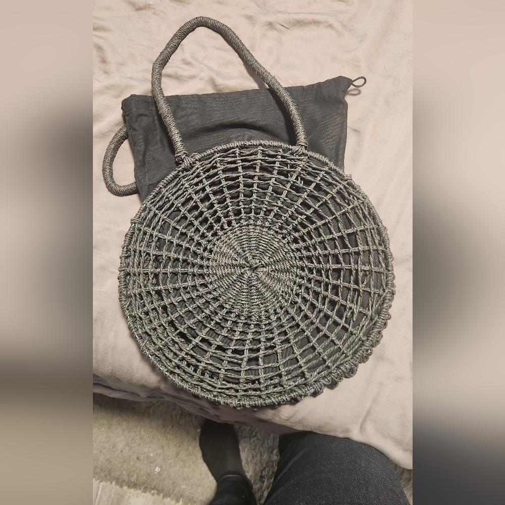 Topshop Black Wicker Beach Bag - Picture 3 of 6